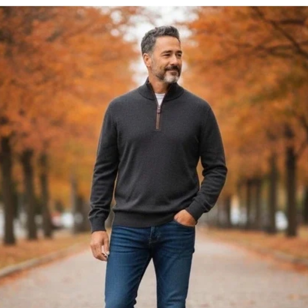 Orvis Men's Charcoal Zip-Up Sweater